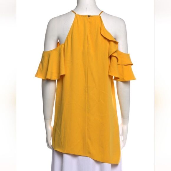 Halston Heritage  Cold Shoulder Blouse in Mustard NWT - Picture 3 of 4